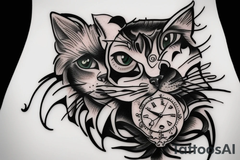 beautiful watch aggressive bald cat eat human tattoo idea