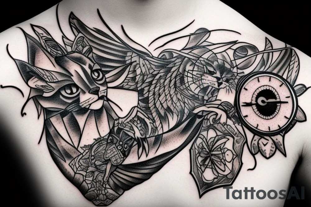 beautiful watch aggressive bald cat eat human tattoo idea