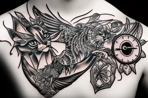 beautiful watch aggressive bald cat eat human tattoo idea