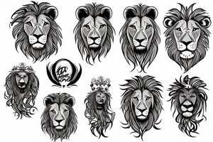 creative lion face tattoo idea