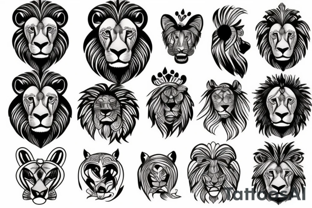 creative lion face tattoo idea