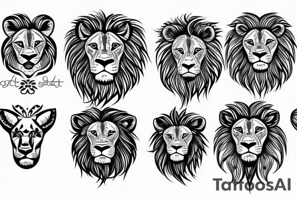 creative lion face tattoo idea