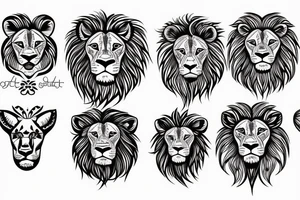 creative lion face tattoo idea