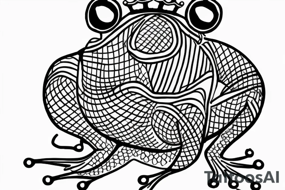 frog with long legs and a crown tattoo idea