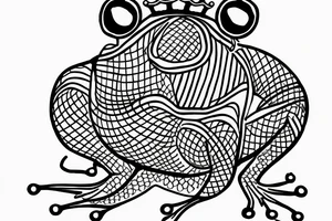 frog with long legs and a crown tattoo idea