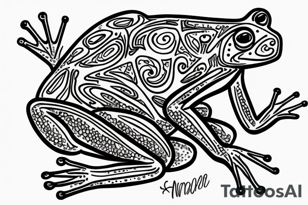 frog with long legs and a crown tattoo idea