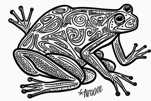 frog with long legs and a crown tattoo idea