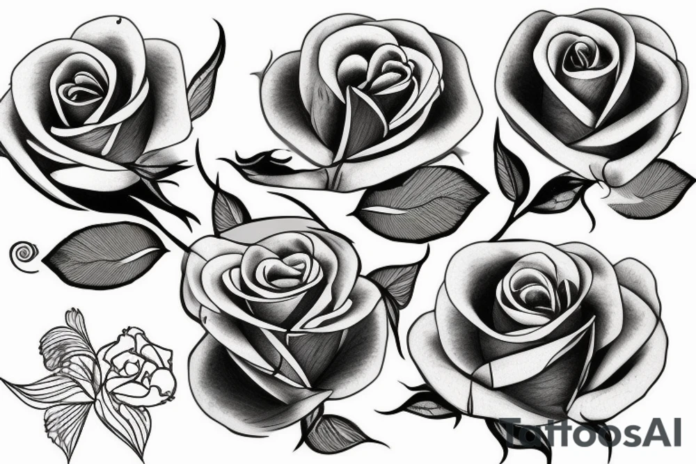 three roses with liana tattoo idea