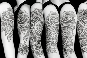sleeve three roses with liana tattoo idea