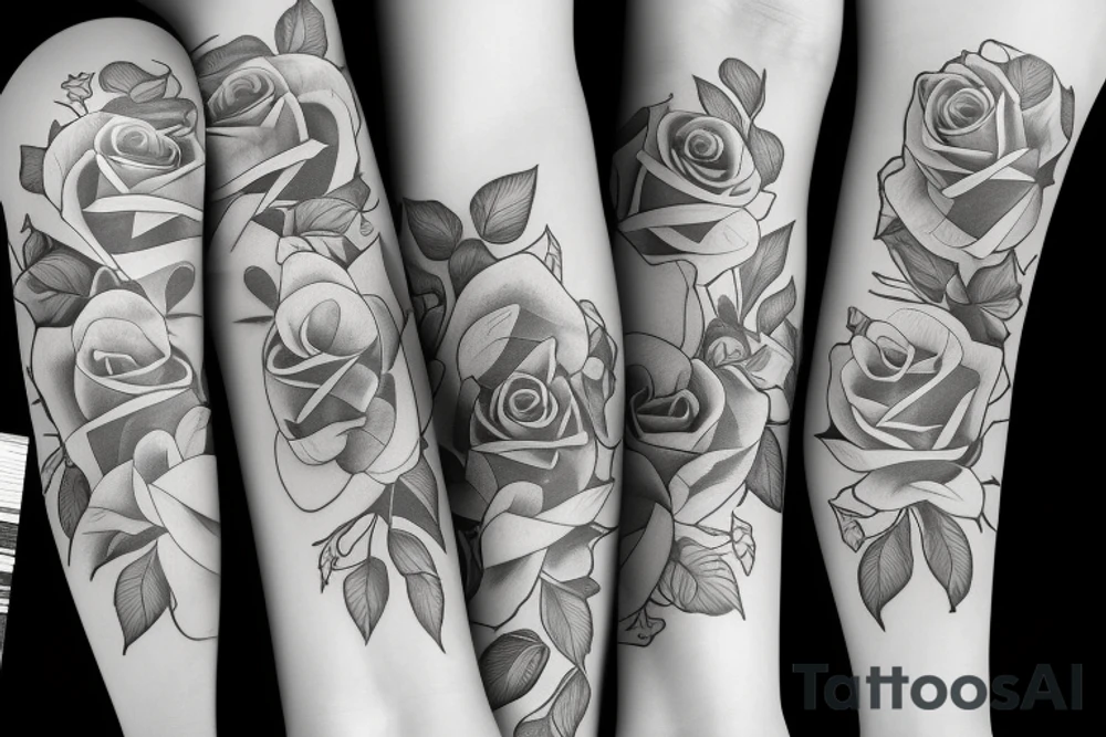 sleeve three roses with liana tattoo idea