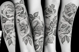 sleeve three roses with liana tattoo idea