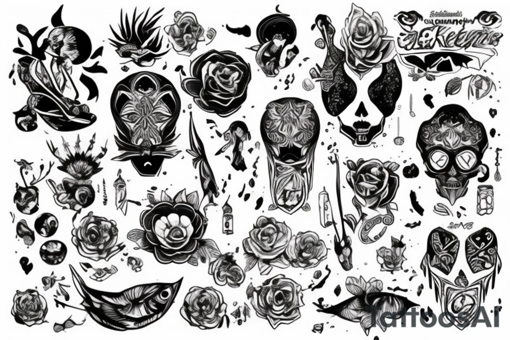 скелет с крыльями tattoo idea