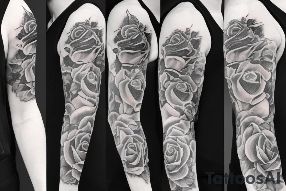 man sleeve three roses with liana tattoo idea