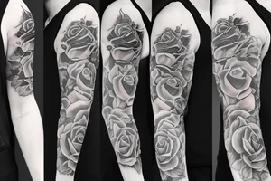 man sleeve three roses with liana tattoo idea