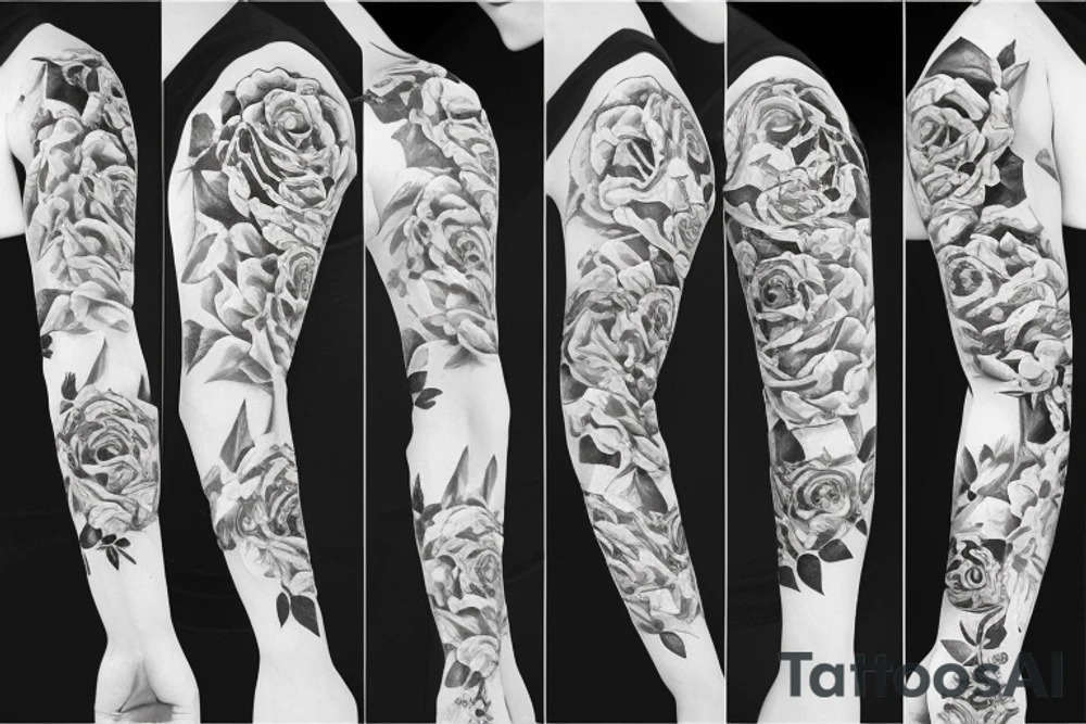 man sleeve three roses with liana tattoo idea