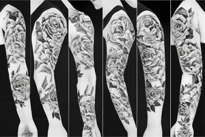 man sleeve three roses with liana tattoo idea