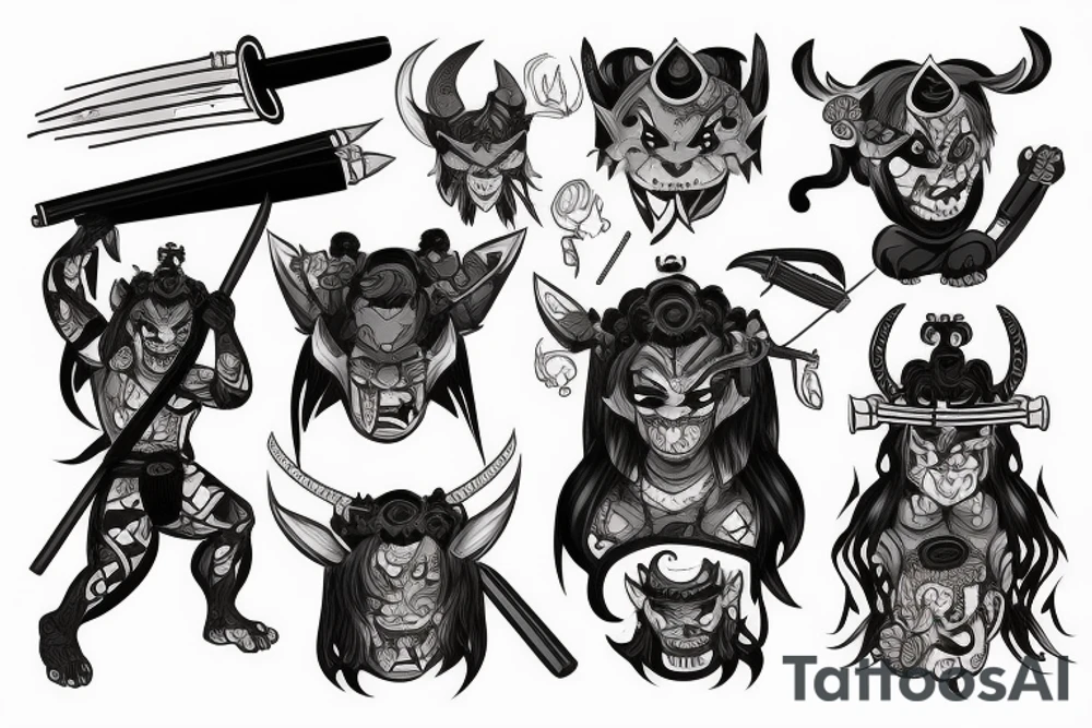 Oni with katana tattoo idea