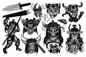 Oni with katana tattoo idea