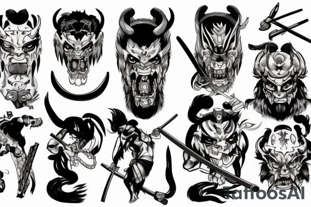 Oni with katana tattoo idea