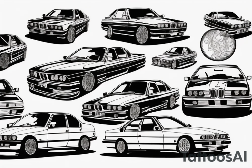 Bmw e34 sedan tattoo idea