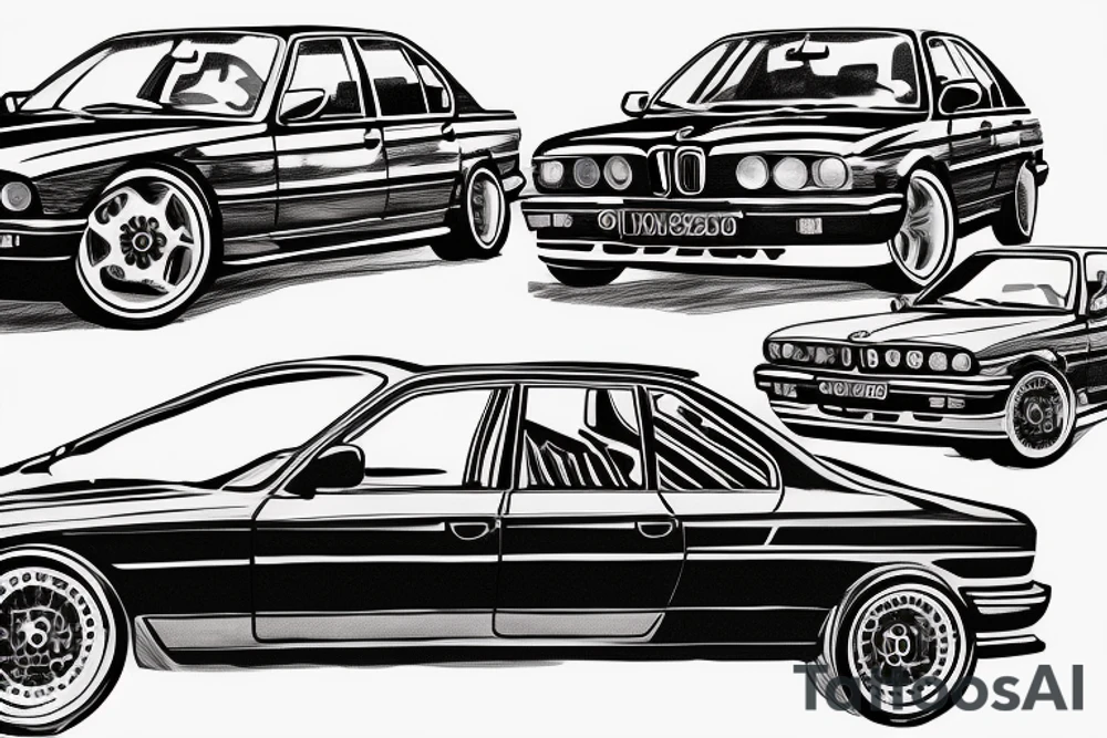 Bmw e34 sedan tattoo idea