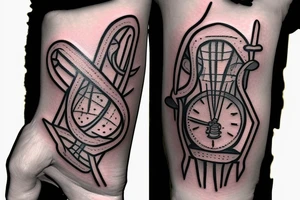 Hourglass with skeleton hand tattoo idea