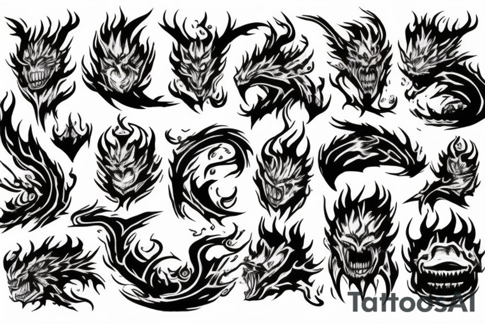 Fire monster tattoo idea