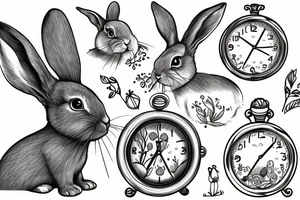 rabbit alice with clock tattoo idea