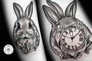 rabbit alice with clock tattoo idea
