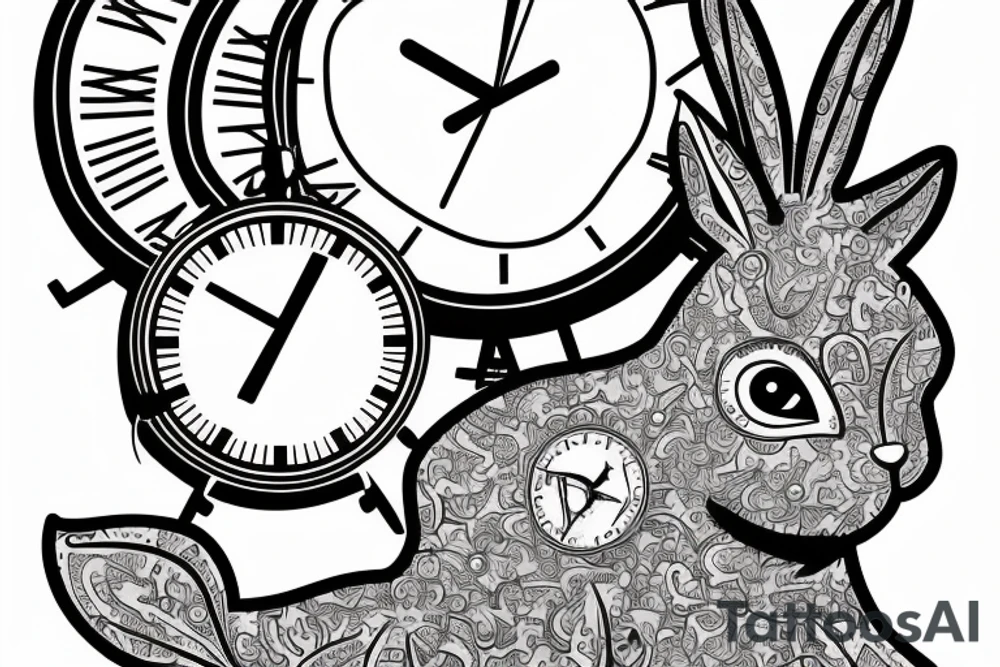 rabbit man with clock tattoo idea