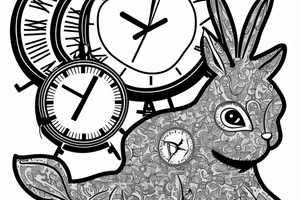 rabbit man with clock tattoo idea