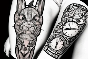 rabbit man with clock tattoo idea