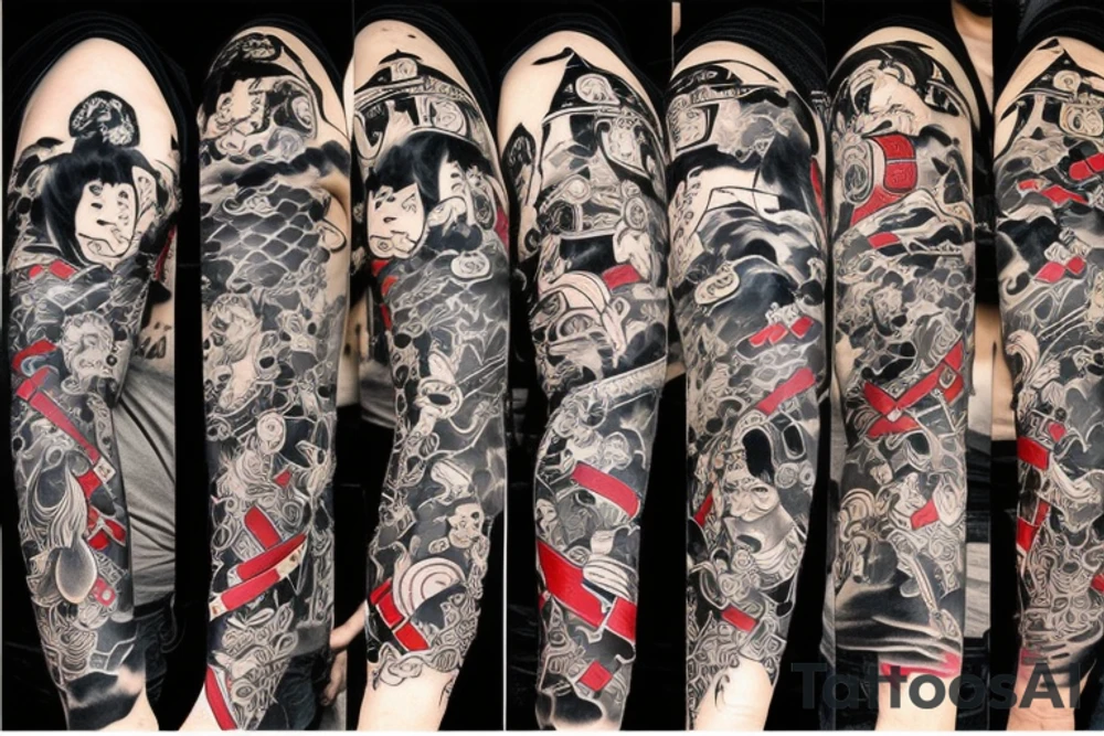 Samurai fights bad people tattoo idea