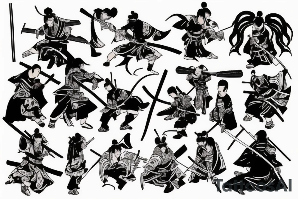 Samurai fights bad people tattoo idea