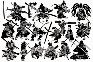 Samurai fights bad people tattoo idea