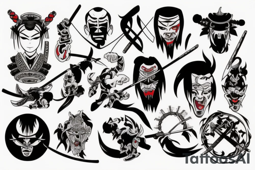 Samurai fights bad people tattoo idea