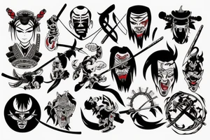 Samurai fights bad people tattoo idea