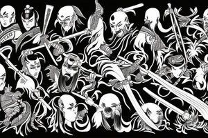 Samurai fights bad people tattoo idea