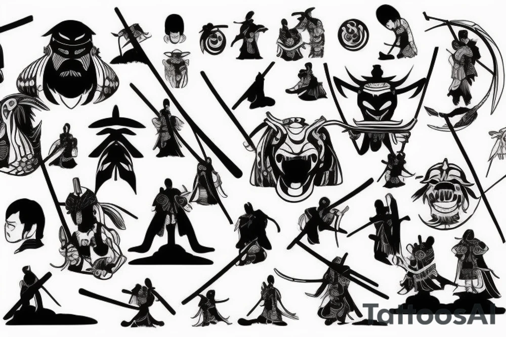 Samurai fighting versus alien tattoo idea