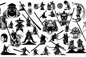 Samurai fighting versus alien tattoo idea