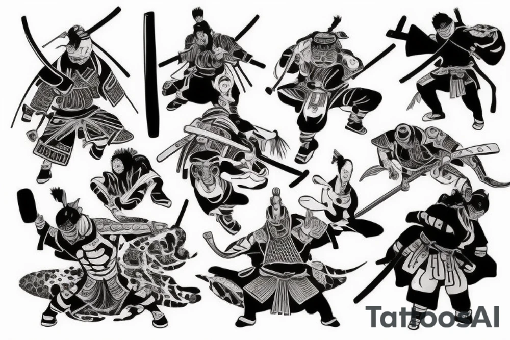 Samurai fighting versus alien tattoo idea