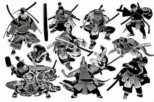 Samurai fighting versus alien tattoo idea