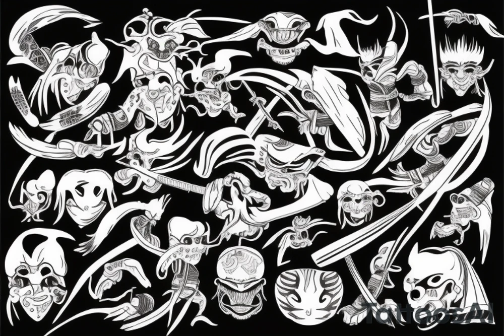 Samurai fighting versus alien tattoo idea