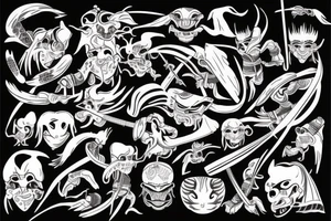 Samurai fighting versus alien tattoo idea