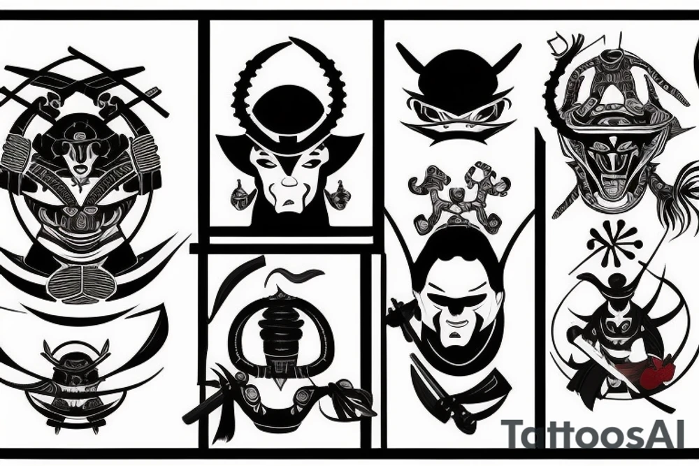 Samurai fighting versus alien tattoo idea