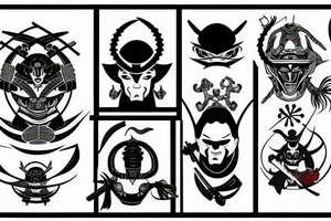 Samurai fighting versus alien tattoo idea