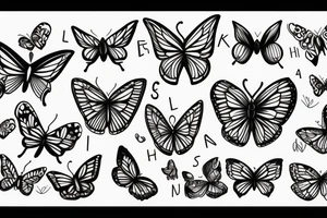 Letter H with butterfly form tattoo idea