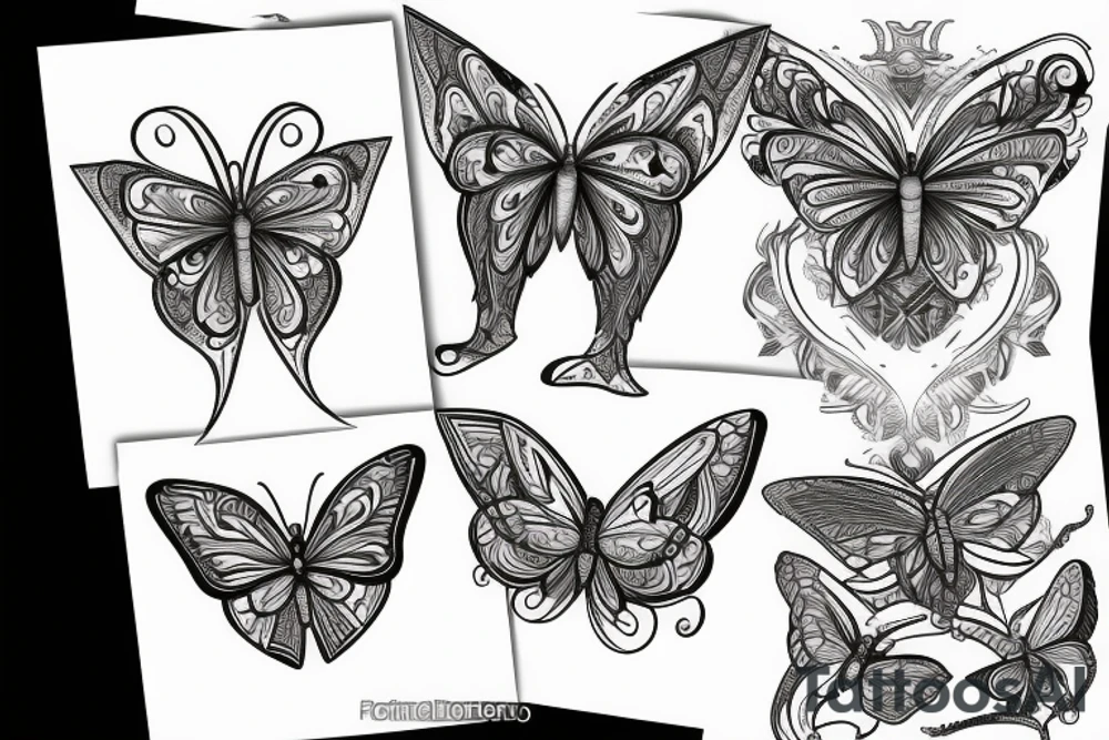 Letter H with butterfly form tattoo idea