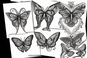 Letter H with butterfly form tattoo idea