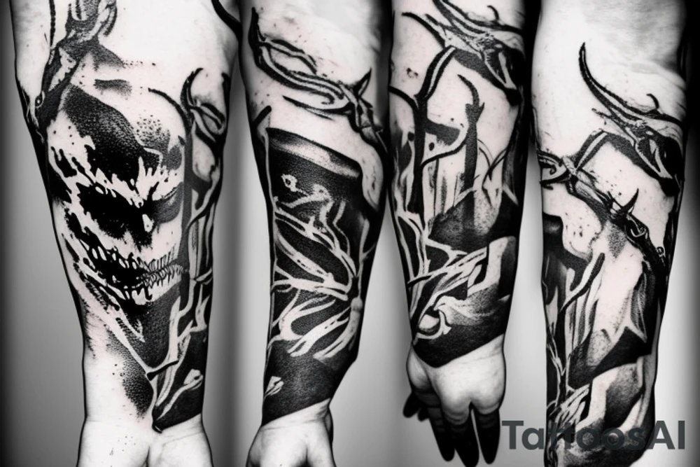 A venom snake around the hand tattoo idea